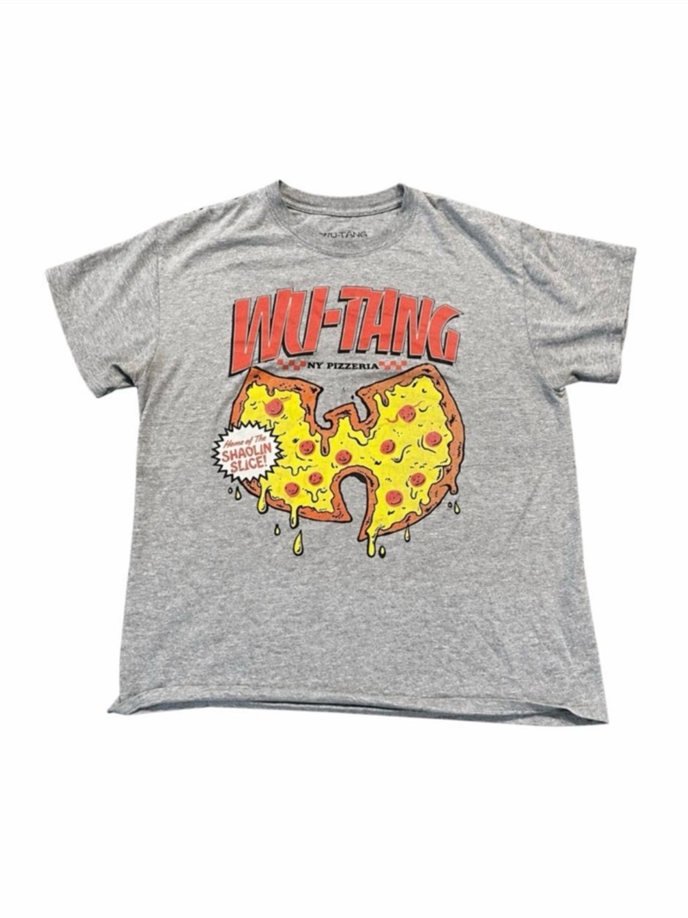 WU-TANG Gray Short Sleeve Graphic Tee - Pizza Logo